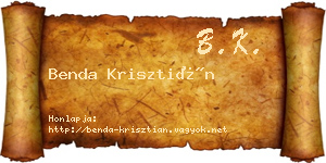 Benda Krisztián névjegykártya